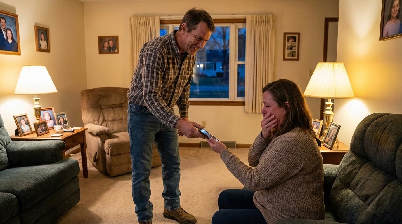 Hombre regalando un corrido personalizado a su esposa